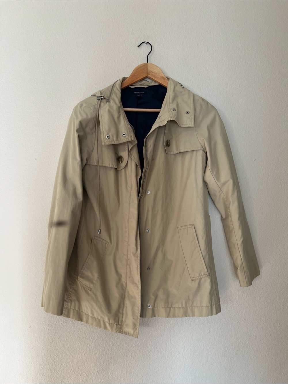 Tommy Hilfiger Beige Lightweight Hooded Shirt Jacket